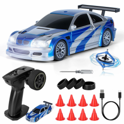 JONRRYIN Mini RC Drift Car Pro, 1:43 Frngesteuert Drift Auto, 4WD Tabletop Drift RC Car, Ferngesteuertes Auto mit Gyro, 15 km/h, Spielzeugauto für Kinder ab 14 Jahre (Blau Pro - Gyroskop) Angebot bei HelloDeals