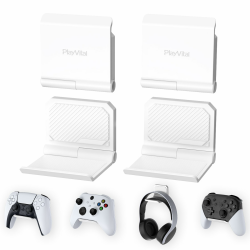 PlayVital FOLD Wandhalterung Controller für PS5/4,Gaming Kopfhörer Ständer,Faltbarer Wandständer für Xbox Series X/S,Switch Pro,Halter für Xbox Wireless Headset, für Pulse 3D Headset-Weiß(4 Stück) 4er-Set, weiß Angebot bei HelloDeals