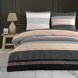 Buymax® Bettwäsche 155x220%100 Baumwolle 2-Teilig Bettbezug - Bettwäsche-Sets 155 x 220cm mit 1 mal Kissenbezug 80x80cm, ÖKO-TEX Renforcé-Bettdeckenbezug Set mit Reißverschluss 155x220 + 80x80cm Zigo Beige Angebot bei HelloDeals