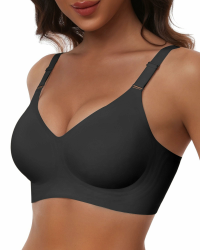 HORISUN Bequemer Nahtloser BH mit Vollständiger Abdeckung für Damen, Kabellose Push-Up BHS mit Weicher Unterstützung Normale und Große Größen 4XL Schwarz Angebot bei HelloDeals
