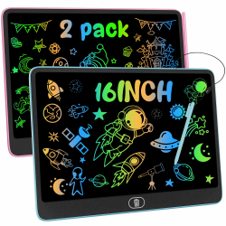 Groß LCD Schreibtafel für Kinder 16 Zoll, 2 Stück Bunte Maltafel Zaubertafel, Elektronischer Writing Tablet mit Löschfunktion und Stift, Spielzeug Geschenke für 3 4 5 6 Jahre Jungen Mädchen Blau Rosa Angebot bei HelloDeals
