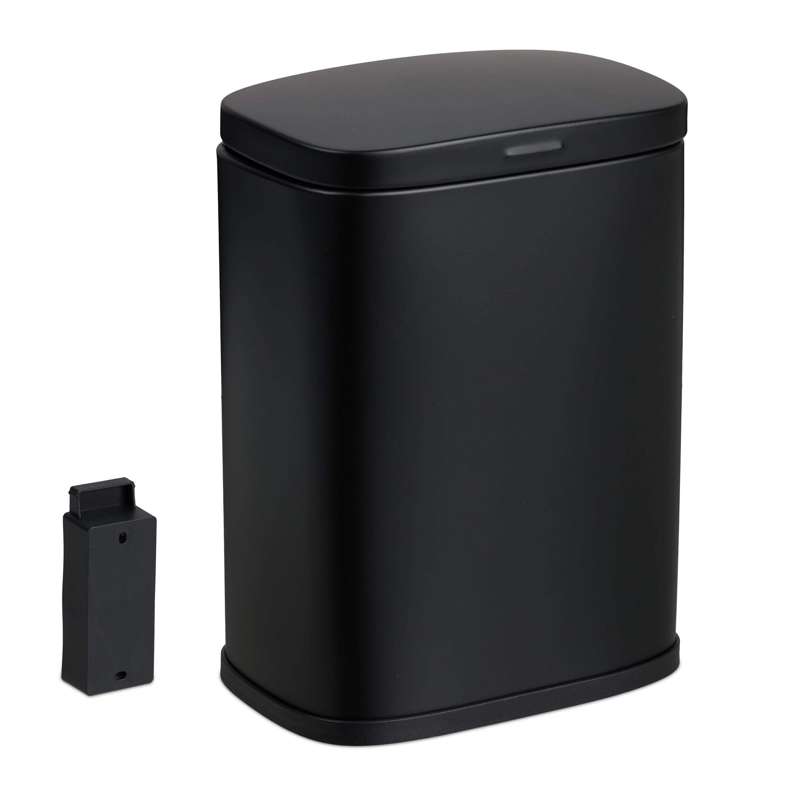 Relaxdays Kosmetikeimer Wandmontage, 3 Liter, Absenkautomatik, Inneneimer, Metall, eckiger Badezimmer Mülleimer, schwarz Angebot bei HelloDeals