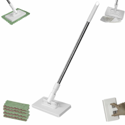 Wischmopp Mit Druck Klemm System, Automatisches Klemmtuch, Einweg Staubmopp Mit 4 Wiederverwendbaren, Lazy Bodenwischer, Mini Mop Mit Tuchwechsel, Für Badezimmer, Küche Angebot bei HelloDeals