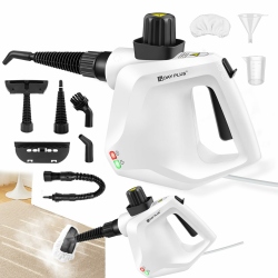 Dampfreiniger 1000W mit 10 Zubehör,Leistungsstarker Handdampfreiniger. Heißdampf bis 110°C für hygienische Sauberkeit in Küche, Badezimmer, an Fenstern und Polstermöbeln ganz ohne Chemie. Angebot bei HelloDeals