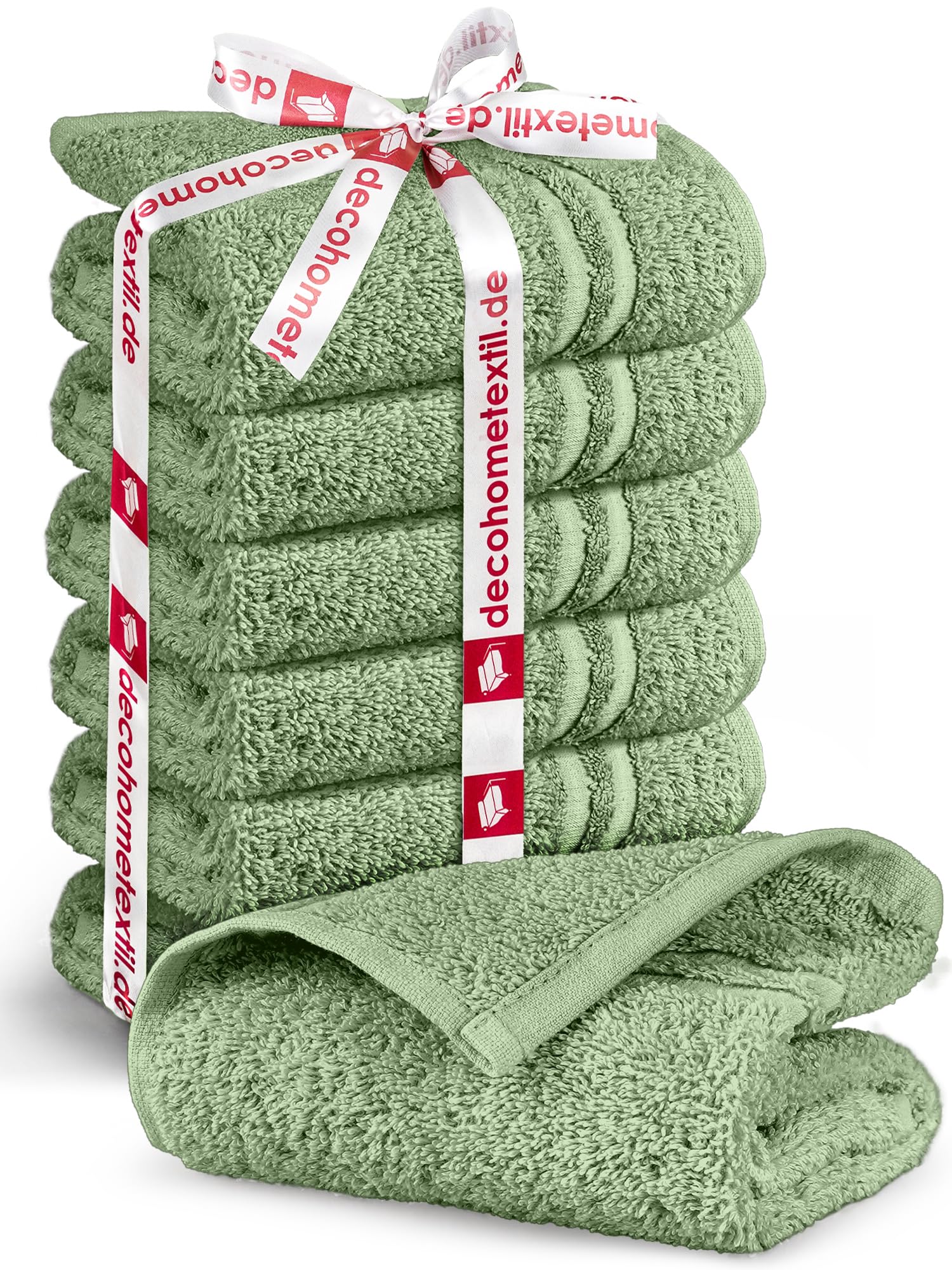 DecoHomeTextil Handtuch-Set 6 Gästetücher 30 x 50 cm in Salbeigrün aus 100% Baumwolle, hochwertig, kuschelweich und saugstark 6 Gästetücher (30x50 cm) Salbeigrün Angebot bei HelloDeals