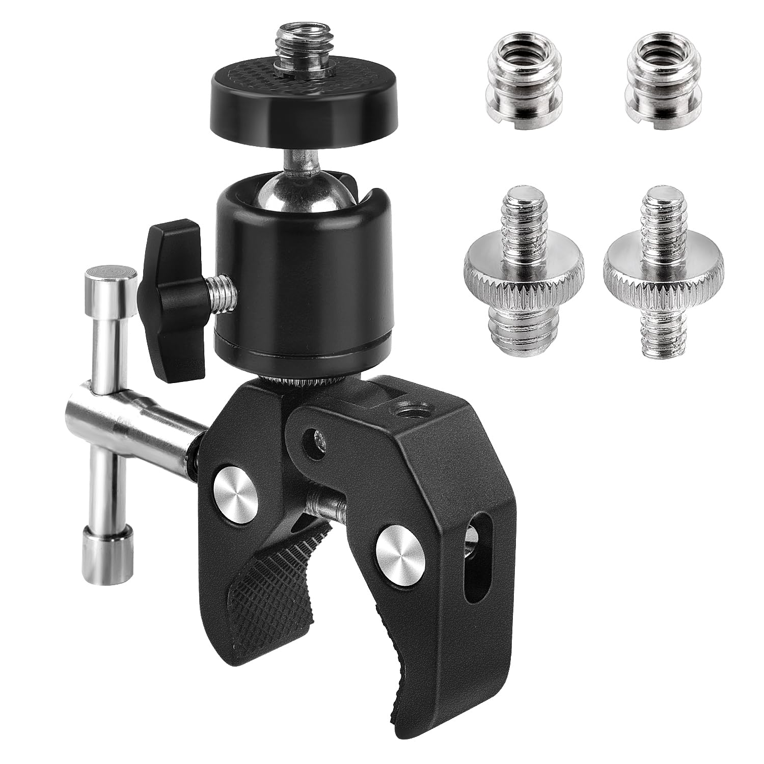 DesertBoy Stativ Klemme, Kamera Klemme, Super Clamp, Magic Arm Clamp mit 1/4 und 3/8 Gewindeclips, Mini Stativkopf Kugelkopf, für Kameras, Flash Light, Stativ Angebot bei HelloDeals