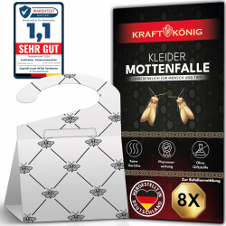 Mottenschutz für Kleiderschrank 8 Stück - Premium Mottenfalle Kleidermotten mit Langzeitwirkung - Auch für Kleiderstangen geeignet - geruchlose Kleidermottenfalle - Made in Germany Weißes Design Angebot bei HelloDeals