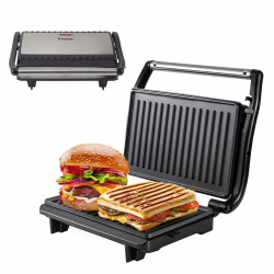 BEPER P101TOS003 Kompakter Elektrogrill, Antihaft-Platte, Toaster, Sandwiches, Fleisch, Gemüse – Selbstjustierende Platten, wärmeisolierter Griff und integrierte Kabelaufwicklung Angebot bei HelloDeals