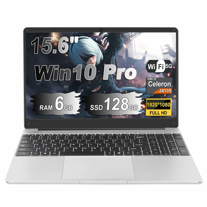 Laptop 15.6 Zoll 6GB RAM 128GB ROM Erweiterungen 2,5" 1 TB SSD, Laptop Win 10 mit 2-Core CPU J4105 (bis zu 2,8 GHz), 1920 * 1080丨5G WiFi丨BT4.2 & Deutsche Tastatur Aufkleber-Silver N600-Red-4 Angebot bei HelloDeals