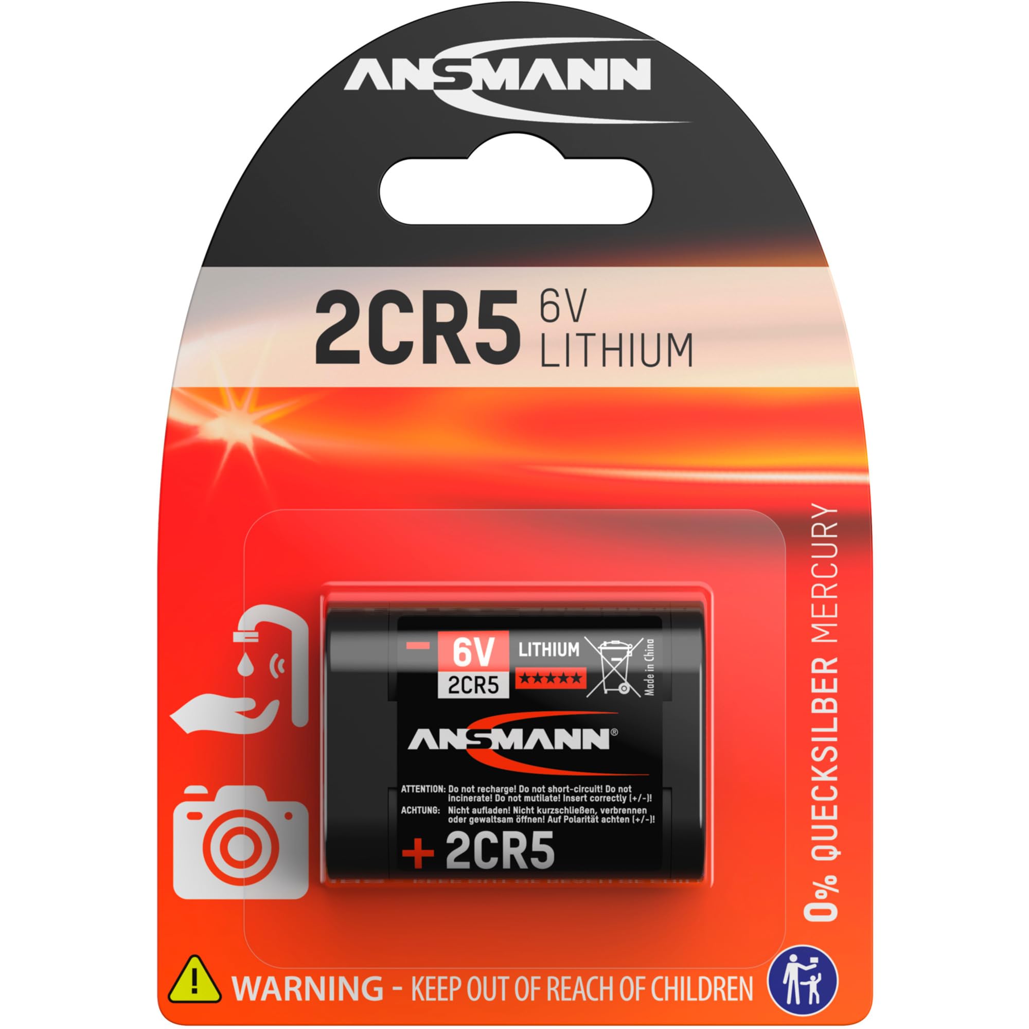 ANSMANN Lithium Batterie 2CR5 / 6V Li Fotobatterie mit Langer Haltbarkeit/Unempfindlich gegen Extremtemperaturen/Ideal für Kameras, LED-Taschenlampen, Sensor-Wasserhahn, und vieles mehr Angebot bei HelloDeals