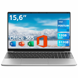 jumper 2025 Laptop 15,6 Zoll FHD Display, 12 GB RAM 512 GB ROM, Office 365, Prozessor 6500Y Notebook(bis zu 2,4 GHz), Akku 38 Wh, 2 Stereo-Lautsprecher, USB 3.0, Type-C, Digitale Tastatur Angebot bei HelloDeals