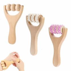 3 Stück Massageroller Holz Faszienrolle mit Griff Multifunktional Massage Tool für Entspannung von Rücken Bein Händen Ganzkörpermuskulatur Angebot bei HelloDeals