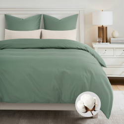 Bettwäsche 155x220 Grün Baumwolle,Grüne Bettwäsche 1 Bettbezug 155x220 Baumwolle + 1 Kissenbezug 80x80 cm,ÖKO-TEX Bettwäsche-Sets 100% Baumwolle mit Reißverschluss Salbei Grün 2Teilig | 155x220cm Angebot bei HelloDeals
