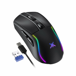 TECKNET Gaming Maus Kabellos, 24000 DPI mit DREI Verbindungsmodi und 6 RGB-Leuchten, Wiederaufladbar Ergonomische Bluetooth Gaming Mouse, 1000Hz Abfragerate und 6 Programmierbare Tasten für PC/Mac Schwarz Angebot bei HelloDeals