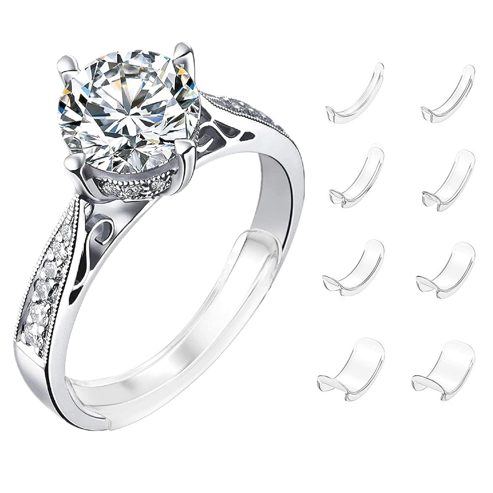 8 Stück Ring Verkleinerung Unsichtbar, Ringverkleinerer Unsichtbar, Ring Zu Groß Ringeinlage, Ringgrößenversteller, Ringeinlage Zum Verkleinern, Für Alle Ringe,Verschiedene Größen Angebot bei HelloDeals