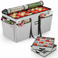 Aufbewahrungsbox für Weihnachtsschmuck mit verstellbaren Trennwänden - 8 Ebenen & 128 Fächer, Große Organizer-Box mit Deckel für Christbaumschmuck, Bruchsichere Aufbewahrung, 600D Oxfordstoff(grau) Angebot bei HelloDeals