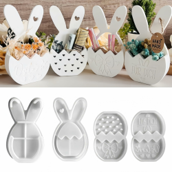 4 Stück Silikonformen Gießformen Ostern für Kleiner Blumenkorb-Hase Gießformen Silikonform Ostern Frühling für DIY Osterdeko Handwerk, Geldgeschenk, Ornament (Stil A) Angebot bei HelloDeals