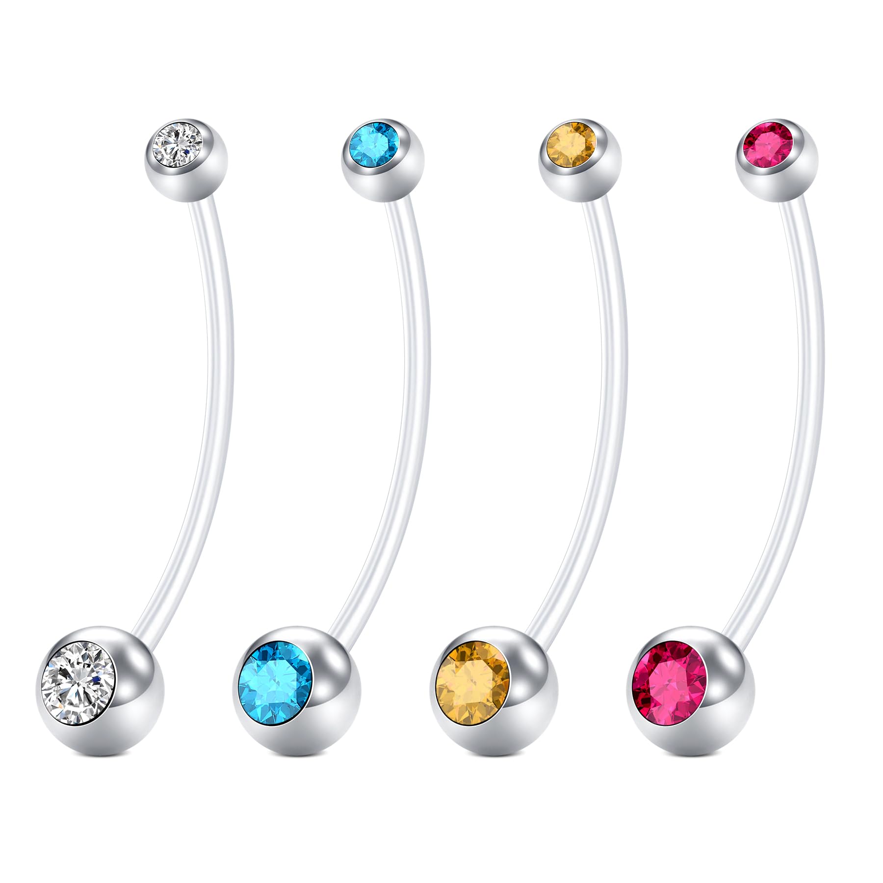 Bauchnabelpiercing Chirurgenstahl und Schwangerschaft Piercing Bauchnabel 6/8/10/12/14/16/18/25/32/38mm 14G 1,6mm Silber Acryl Flexible Kunststoff Banane Piercing Schmuck 32mm Angebot bei HelloDeals