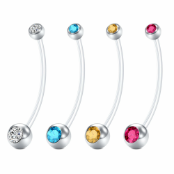 Bauchnabelpiercing Chirurgenstahl und Schwangerschaft Piercing Bauchnabel 6/8/10/12/14/16/18/25/32/38mm 14G 1,6mm Silber Acryl Flexible Kunststoff Banane Piercing Schmuck 32mm Angebot bei HelloDeals