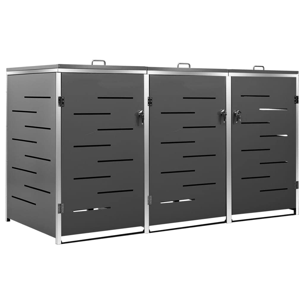 HUAKEHOM Mülltonnenbox für 3 Tonnen Abschließbar Rostfrei Müllbox Mülltonnenverkleidung Müllcontainer Gartenbox Mülltonne 207x77,5x115 cm Edelstahl Anthrazit 3 Tonnen Anthrazit Angebot bei HelloDeals