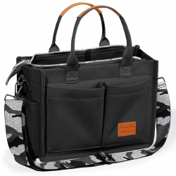 Captain Blues Canvas Tasche Damen, große Tote Bag, Arbeitstasche Damen, Handtasche Umhängetasche Schultertasche mit Fächern für Uni, Schule, Shopper New Upgrade Plus Schwarz Angebot bei HelloDeals