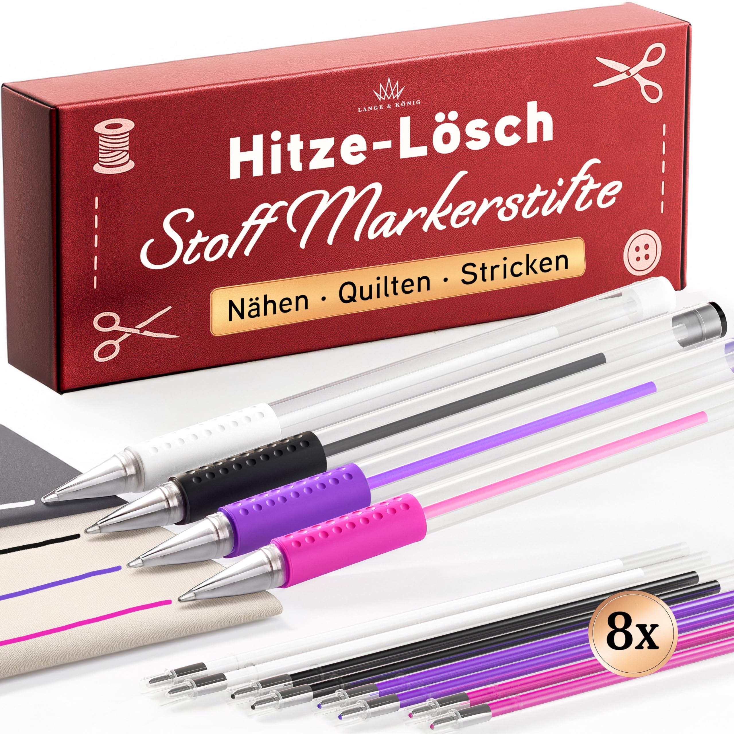 Lange & König® Hitze-Stoffmarker Set für Nähen & Quilten [900m Schreiblänge] - Nähzubehör Zubehör Schneiderkreide Alternative Nähmaschinen Zubehör Nähen & Stoffe Nähzeug Sewing Accessories Angebot bei HelloDeals