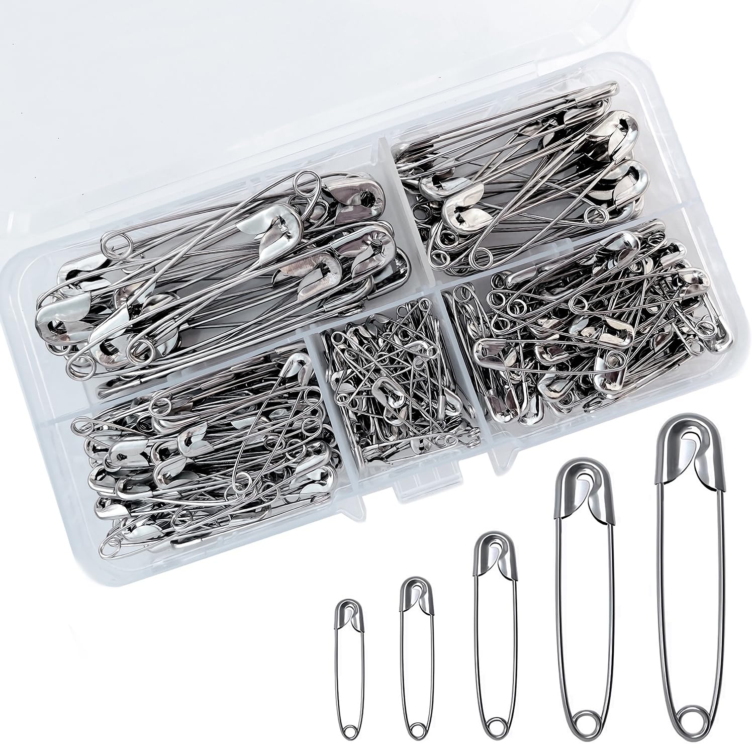 Sicherheitsnadeln 260 Stück 5 Größen NäHzubehöRstifte Aus Vernickeltem Stahl für Handwerk Pinning Säumen Dressmaking Nähen Sicherheitsnadel Set (260, Silber) 260 Silber Angebot bei HelloDeals