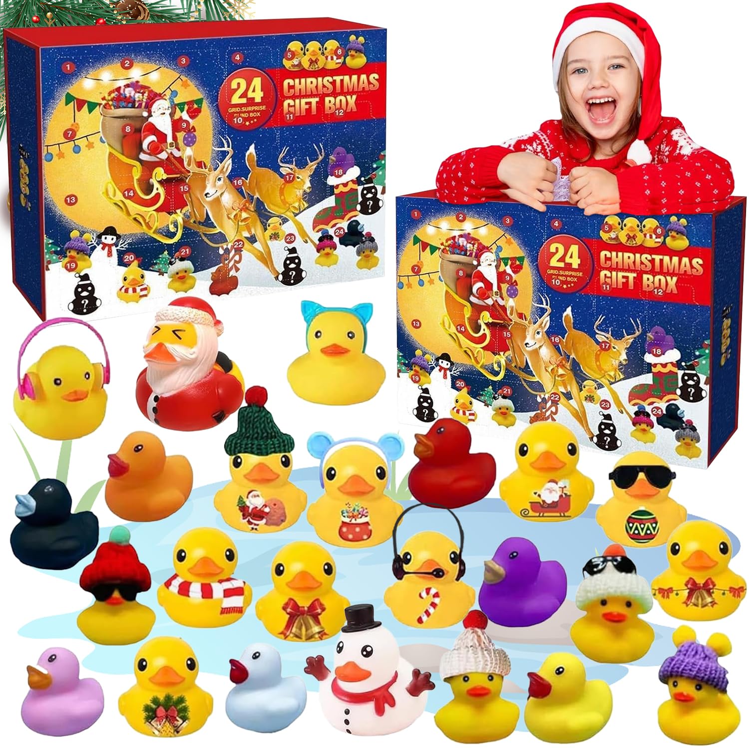 Adventskalender 2025 Kinder, 24-tägiger Weihnachts Adventskalender Enten, Baby Advent Calendar Quietscheenten Gummi Enten Weihnachten Geschenke für Mädchen Jungen, Duck Advent Calendar Angebot bei HelloDeals
