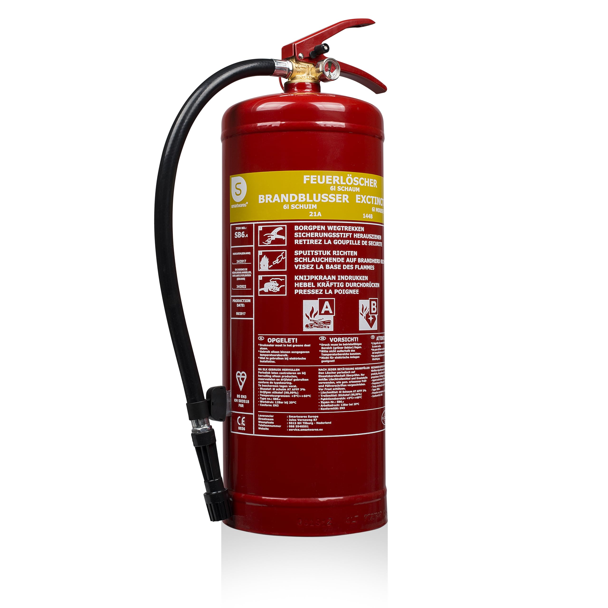 Smartwares FEX-15266 Schaum-Feuerlöscher, Rot Neue version 6L Angebot bei HelloDeals