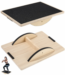 Rutschfestes Balance Board, Balance Board aus Holz für Erwachsene, Gleichgewichtstrainer für das Training der Rumpfmuskulatur, Stabilitätstraining und Dehnübungen für die Beine Angebot bei HelloDeals