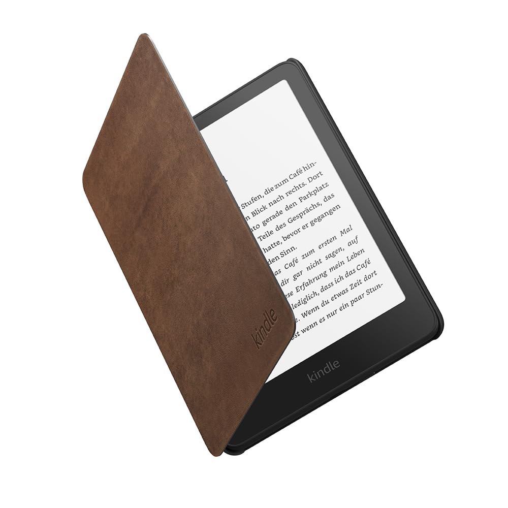 Hülle für Amazon Kindle Paperwhite und Amazon Kindle Colorsoft – Leichte und wasserfeste faltbare Schutzhülle – Premiumleder Walnussbraun Angebot bei HelloDeals