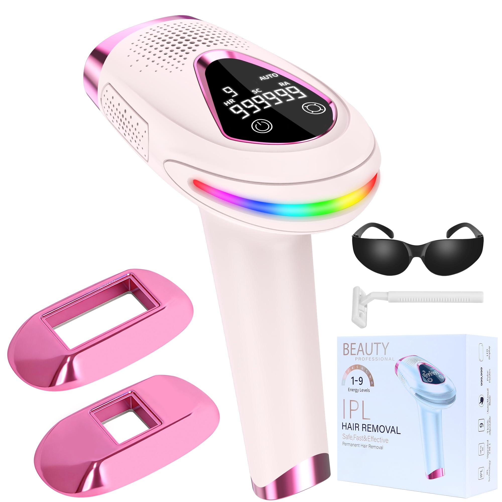 IPL Geräte Haarentfernung - 6.8cm² Großkaliber Schnell Laser Haarentfernung mit 2 Ersatzköpfe,3-in-1 Zuhause Dauerhafte Haarentfernungsgerät mit HR/SC/RA,Damen Lazer Epilasyon für Gesicht,Intimbereich Angebot bei HelloDeals