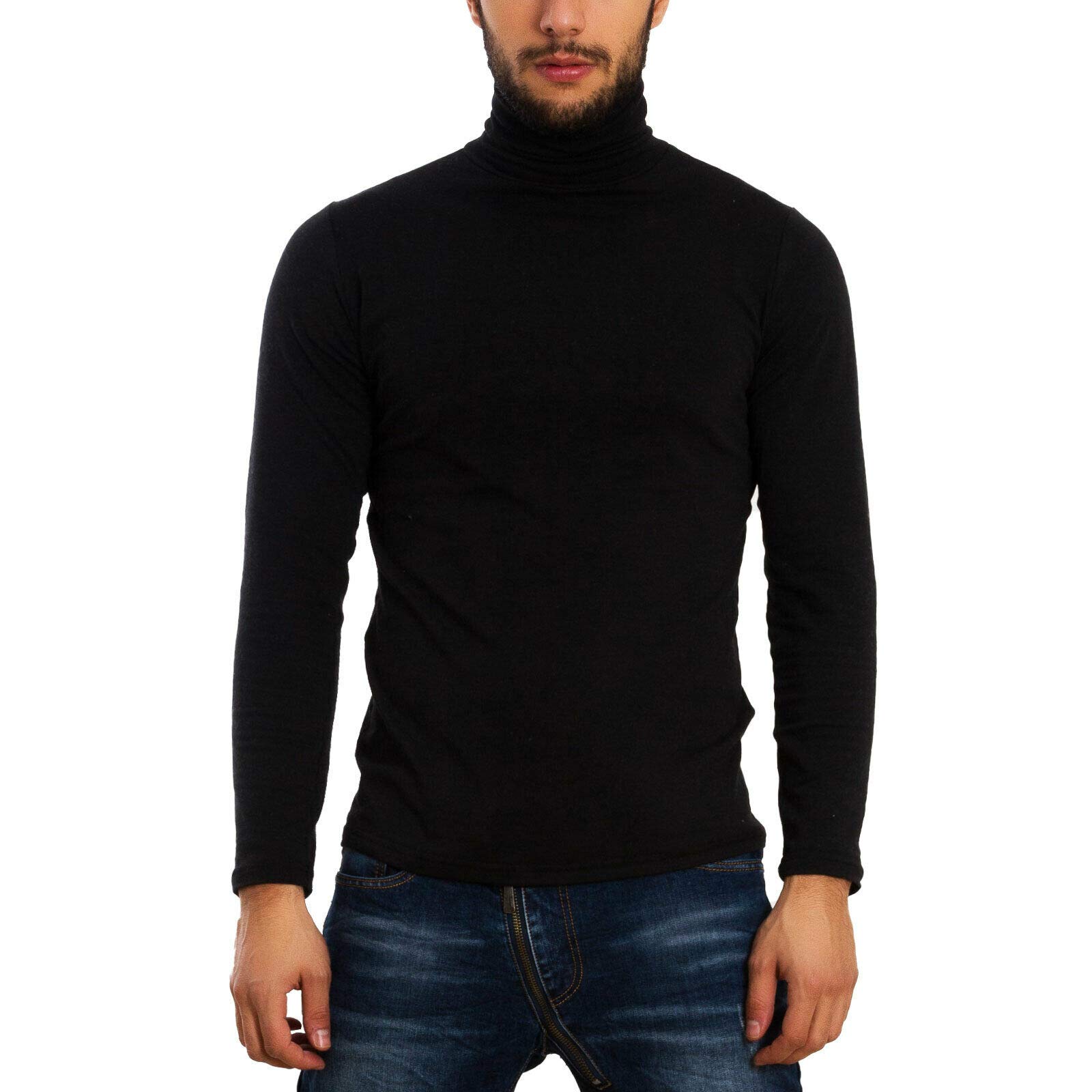 Toocool Rollkragenpullover Herren Baumwolle für den Winter, hochgeschlossen, schmal Geschnitten, mit Plüsch Gefüttert, Rollkragenshirt Herren, Rolli Herren, Turtleneck Pullover LO-A6957 XL Schwarz Angebot bei HelloDeals