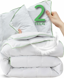 Welldora Komfort Bettdecke 155x220 zweiteilig | 100% weiche Federn & Daunen | Fachärztlich geprüft, Oeko-Tex, Allergiker | Zert. für Tierwohl | 2 Decken Vierjahreszeiten Daunendecke Sommer & Winter Zweiteilige 4-jahreszeitendecke 155 x 220 cm Angebot bei HelloDeals