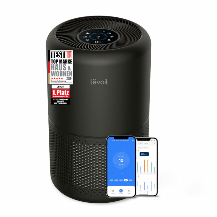 LEVOIT Luftreiniger mit HEPA Luftfilter, CADR 258m³/h für 54㎡ Raucherzimmer, gegen 99,97 Prozent Schimmel Staub Pollen Tierhaare, Air Purifier mit Luftqualitäts-Feedback und Auto-Modus, Schlafmodus bis zu 54㎡ Schwarz Angebot bei HelloDeals