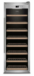CASO WineSafe 43 - Design Weinkühlschrank für bis zu 43 Flaschen (bis zu 310 mm Höhe), eine Temperaturzone 5-20°C, Getränkekühlschrank, Edelstahl, schwarz Edelstahl, Schwarz 43 Flaschen Angebot bei HelloDeals