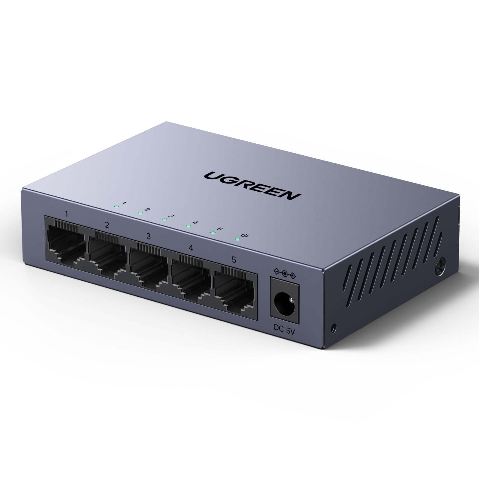 UGREEN 5 Port Gigabit Web Managed Switch Gigabit LAN Switch (Plug-and-Play, VLAN, QoS, Link-Aggregation, IGMP-Snooping, energieeffizient, Robustes Metallgehäuse) Angebot bei HelloDeals