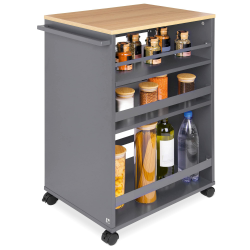 Nischenwagen Servierwagen auf Rollen mit 3 verstellbaren Ebenen & FSC® Holz Küchenwagen mit Arbeitsplatte – freistehender Universal Rollwagen Küche Bad Büro 50x38x79 cm Eiche & Anthrazit Bengt Anthrazit & Eiche Angebot bei HelloDeals