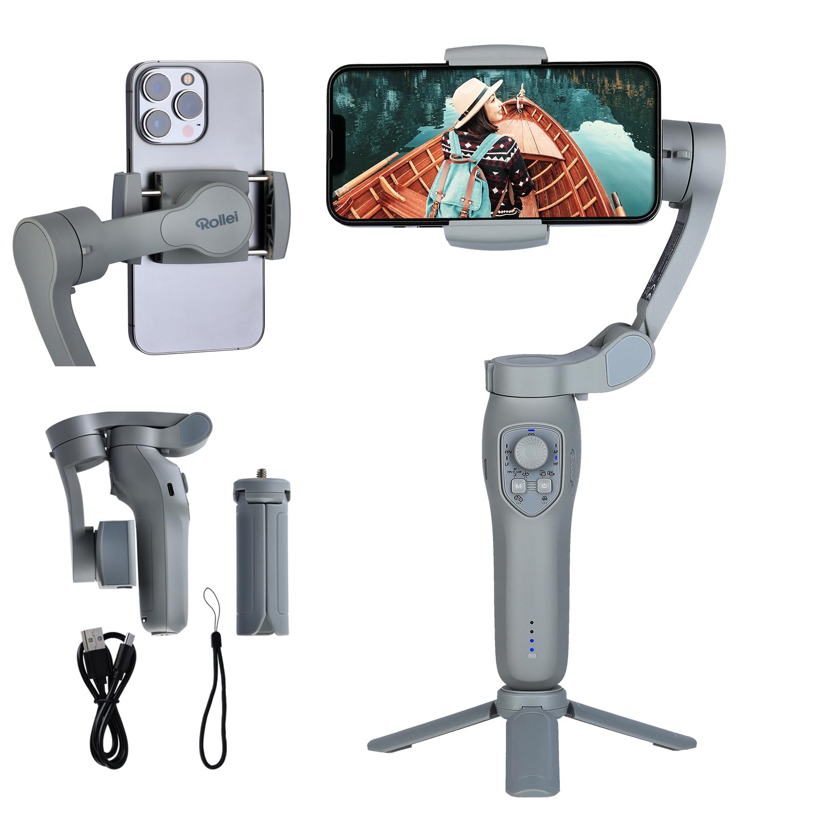 Rollei Steady Butler Mobil 3 SE Gimbal Smartphone 3 Achsen, Handy Stabilisator für Videos Leichter 280g mit App Steuerung Kompatibel mit iPhone und Android, Gimbal-Smartphone-Handy-Stabilisator-Video Angebot bei HelloDeals