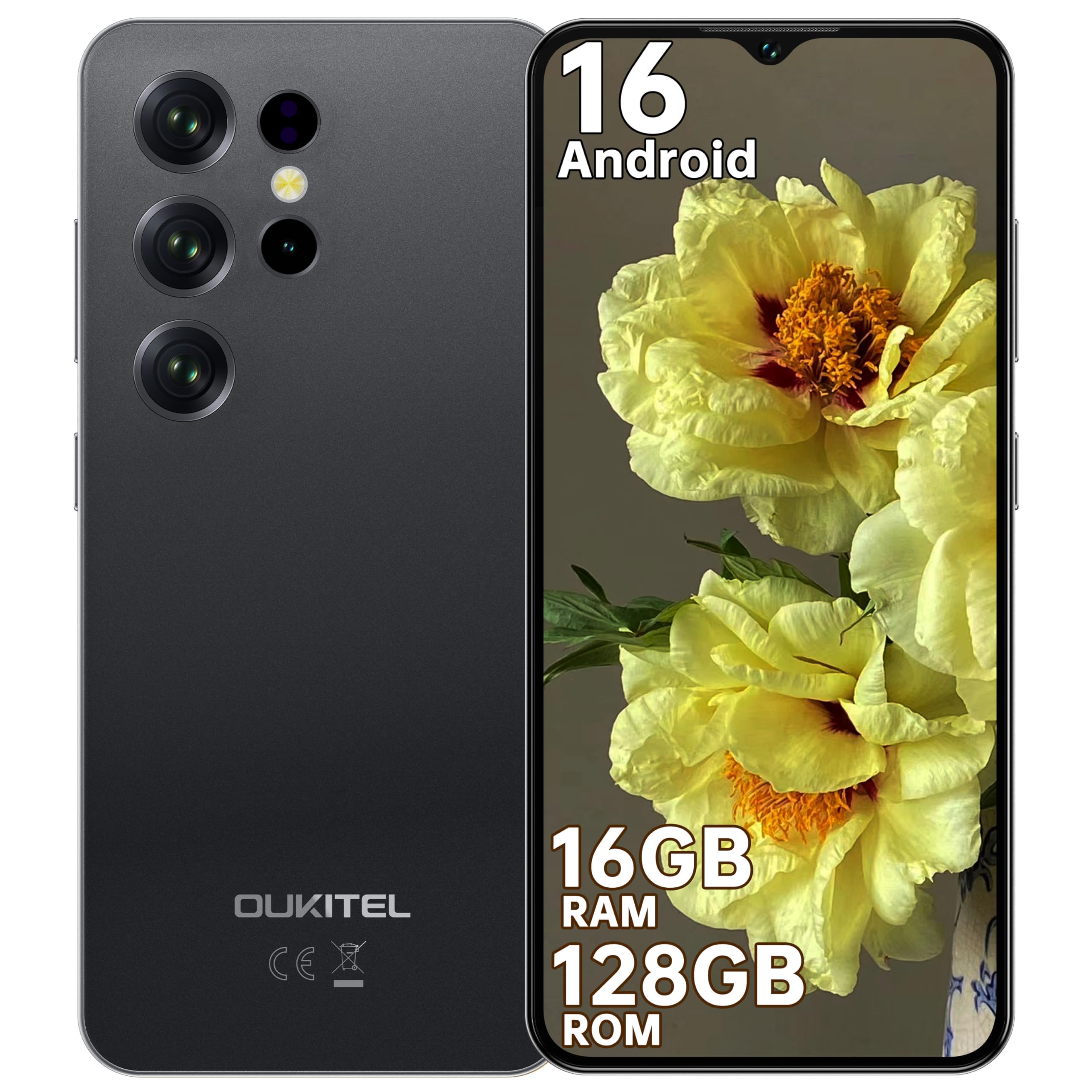 OUKITEL C2 Handy Ohne Vertrag - Android 16 Smartphone Günstig 16GB+128GB/1TB, 6.52 Zoll Smartphone Ohne Vertrag, 5000mAh Simlockfreie Handys, 13MP+5MP, Dual SIM 4G Face ID/OTG/GPS/3.5mm Jack,Schwarz 4+128 Android 16 Schwarz Angebot bei HelloDeals