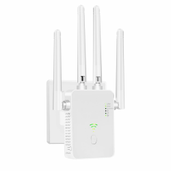 WLAN-Extender-Signalverstärker für bis zu 6.000 m² und 60 Geräte, WLAN Verstärker mit großer Reichweite und Ethernet-Anschluss, Zugangspunkt, 1-Tasten-Einrichtung Schwarz Angebot bei HelloDeals