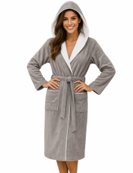 Morgenstern Bademantel Damen mit Kapuze 100% Baumwolle Frottee OEKO-TEX® Morgenmantel Leonie S Taupe Angebot bei HelloDeals
