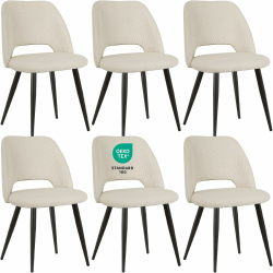 Esszimmerstühle 6er Set, Stühle Esszimmer, Küchenstühle, Wohnzimmer Essstühle mit Ausschnitt Rückenlehne Streifen Samt Stuhl, Gepolsterte Stühle für Esszimmer, Küche, Schlafzimmer, Beige Beige 6 Stück Set Angebot bei HelloDeals