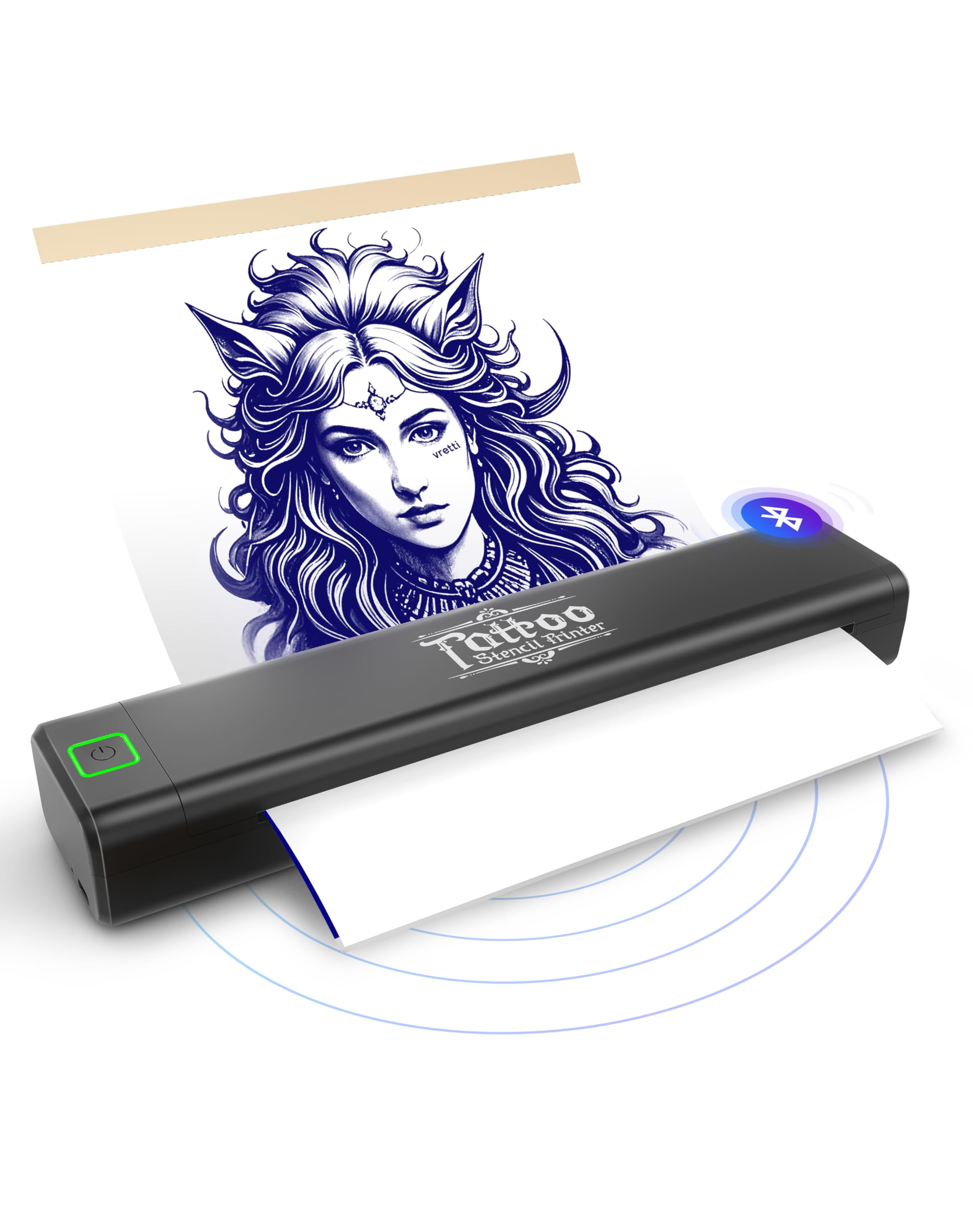 vretti P84 Tattoo Drucker, Tattoo Stencil Drucker mit A4 Transferpapier, Transfer Maschine Professionelle Thermodrucker Kompatibel mit iOS, Android, Laptop für Büro USB+Bluetooth Schwarz Angebot bei HelloDeals