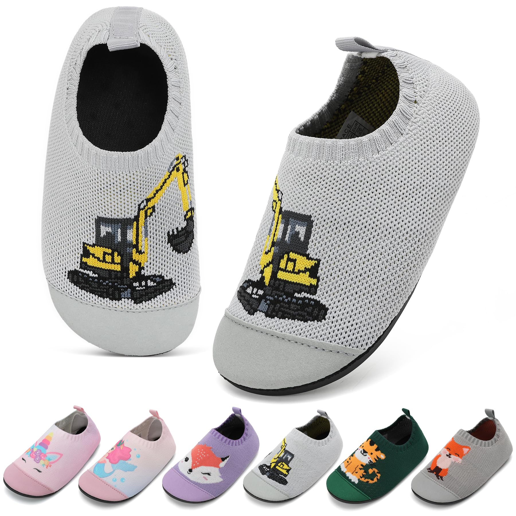 Hausschuhe Kinder Junge Mädchen Atmungsaktive Rutschfest turnschläppchen Leicht Barfussschuhe für Kindergarten und Indoor Y Bagger Grau 24 EU Angebot bei HelloDeals