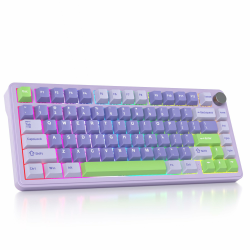 SOLIDEE mechanische Gaming Tastatur 75 Prozent mit Knopf,Bluetooth 5.0/2.4GHz/USB-C Gasket Mount Tastatur,hot-swap-fähige mechanische Tastatur mit South Facing RGB Hintergrundbeleuchtung(Lavender) Lavender/White Switch Angebot bei HelloDeals