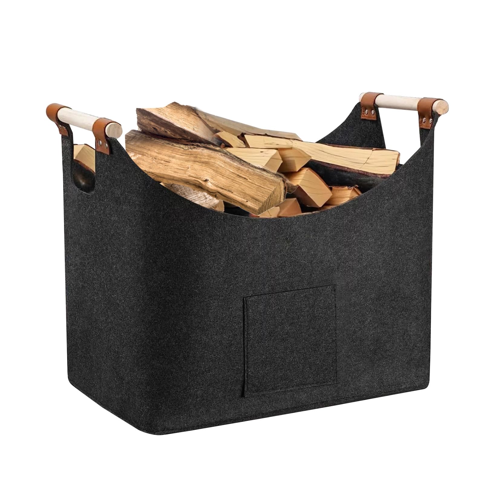 Holzkorb für Kaminholz, Kaminholzkorb mit Verstärktem Holzgriff, Faltbarer Holzkorb Filztasche, 60L Holztasche aus Filz, Extra Dicker Filztasche, für Brennholz, Holz, Zeitungen (44X31X40cm) Angebot bei HelloDeals