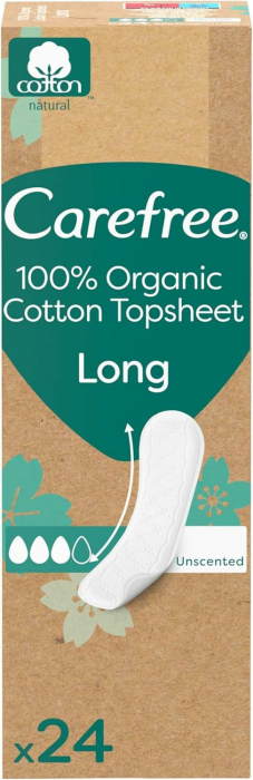 Carefree Organic Long ohne Duft 24 Stk., Slipeinlage aus 100 Prozent zertifizierter Baumwolle und parfümfrei, super saugstarker Kern 24 Stück Angebot bei HelloDeals