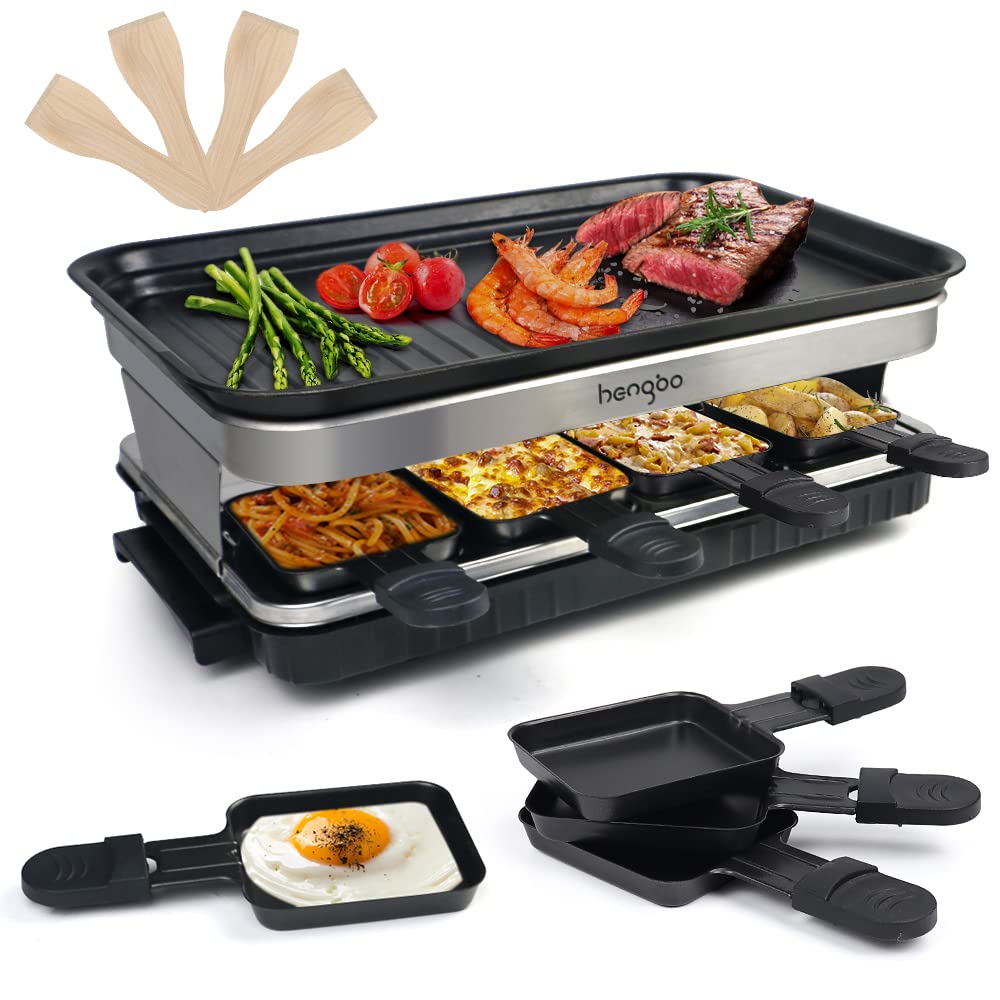Raclette Grill für 6 8 10 Personen mit 8 Rraclette Pfannen 4 4 Holzspatel Antihaft-beschichtete Thermisch Isolierte Griffe 1500W Schwarz Weihnachtsgeschenke Geschenke für Männer Frauen Beste Freundin Angebot bei HelloDeals