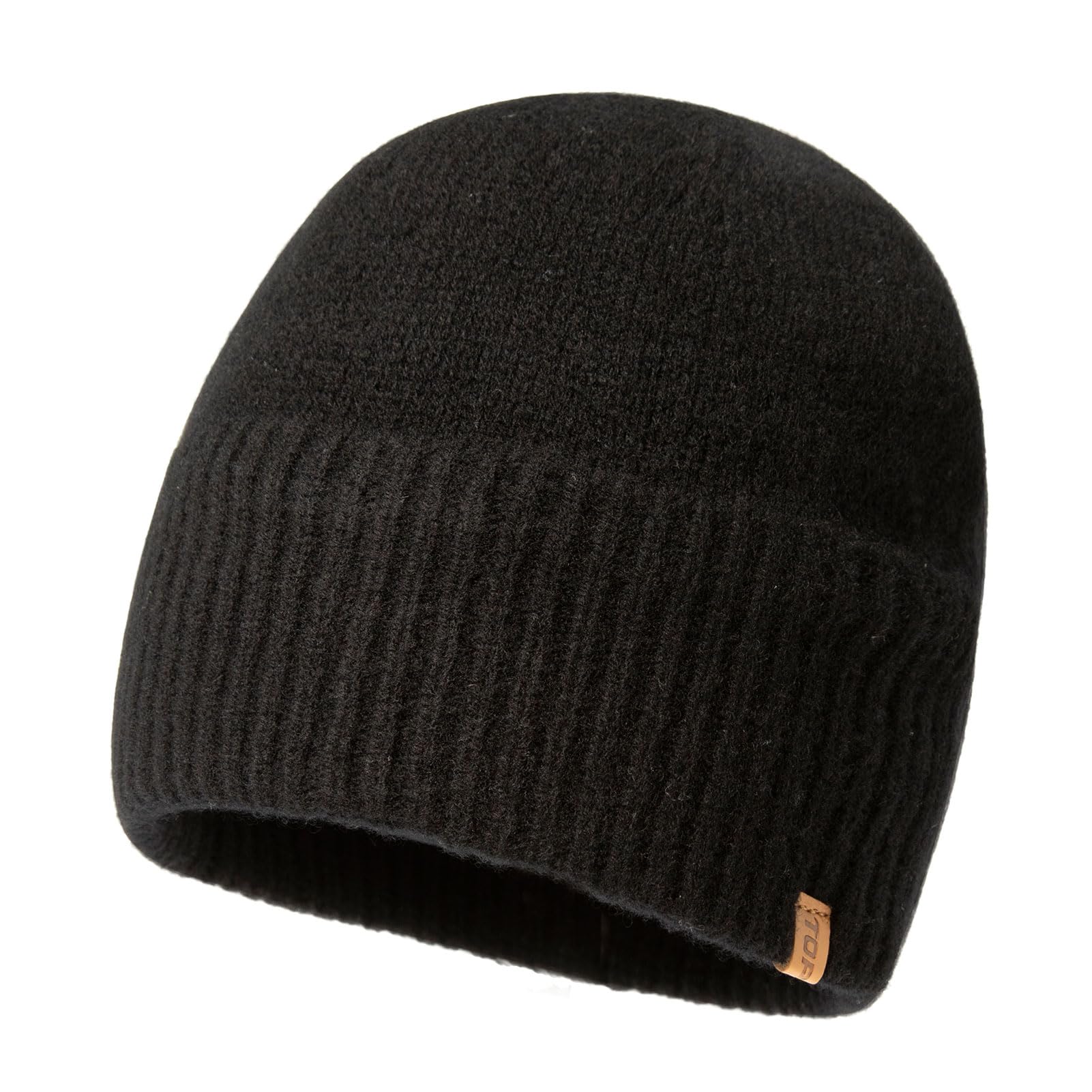 TOP-EX XL/XXL 100% Merinowolle Beanie Mütze, Wintermuetze Wollmütze Herren Damen, Strickmuetze Fisherman Beanie Trawler Mütze Warme Fleece Futter TX94594_Schwarz XL-XXL Angebot bei HelloDeals